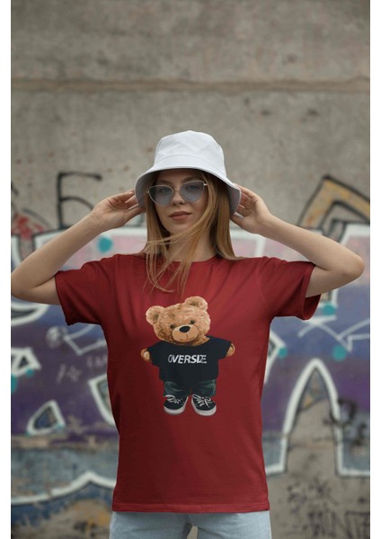 Teddy Kadın Oversize Mavi T-Shirt