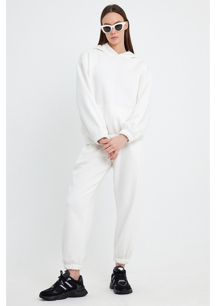 Beyaz Kadın Eşofman Takımı, 3 Iplik Oversize modelleri