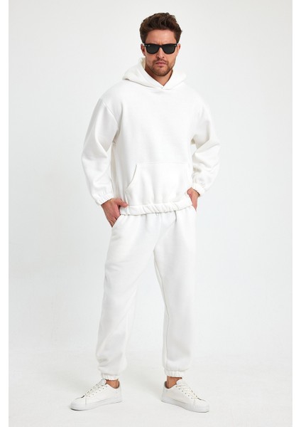 Beyaz Erkek Eşofman Takımı, 3 Iplik Oversize modelleri