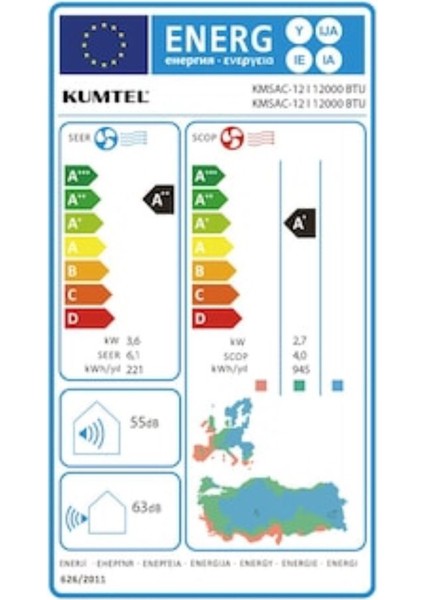 A++ 12000 BTU Duvar Tipi Klima