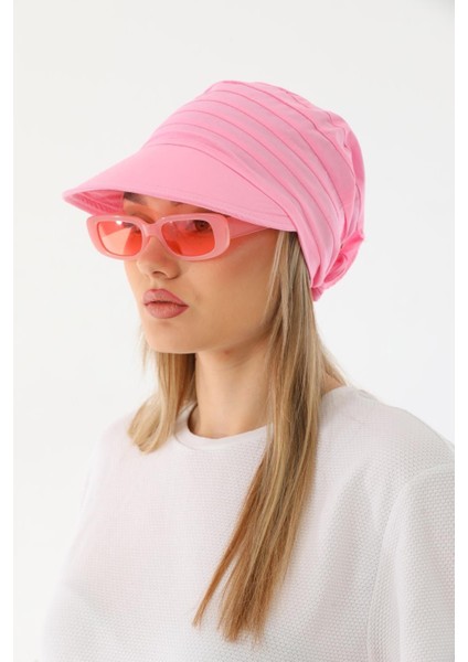 Safari Bağlamalı Pembe Siperli Bandana Vizör