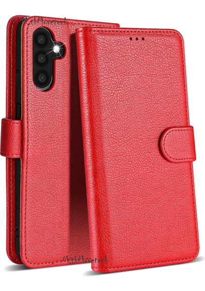 Samsung Galaxy A35 Kılıf Tam Kaplar Deri Dokulu Kapaklı Kartvizit Bölmeli Cüzdan Standlı Kopçalı Kartlıklı Dikişli 360 Kapak