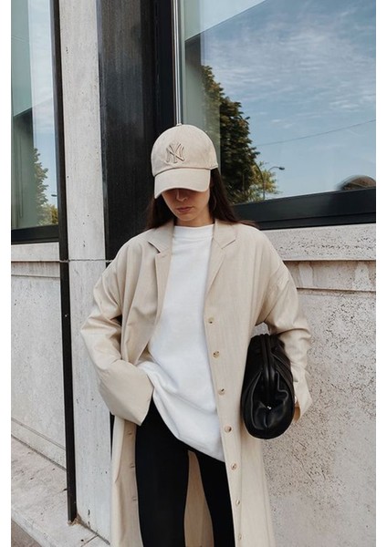 Unisex Ny Nakışlı Bej Kep Şapka