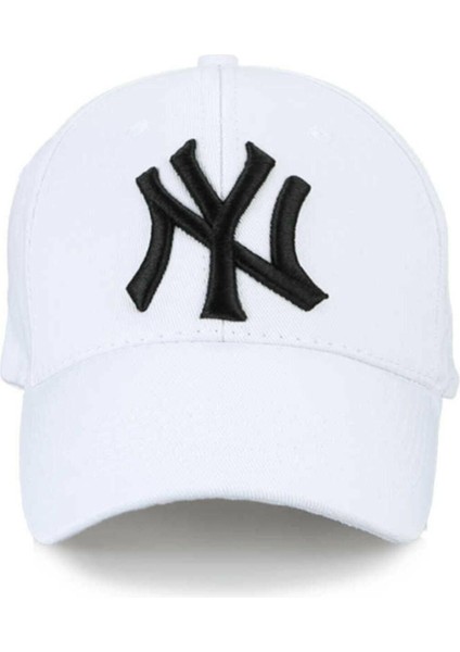 Ny Nakışlı Beyaz Kep Şapka