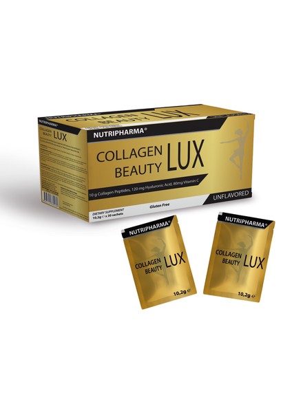 Collagen Beauty Lux, 10.000 mg Biyoaktif Kolajen Peptidler 120 mg Hyaluronik Asit 80 mg Vitamin C 30 Saşe
