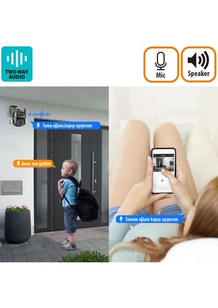 Mpia Hina Dual Lens 360° Görüş Hareketli Wi Fi Waterproof Akıllı Ip Güvenlik Kamerası Türkçe (Carecampro) Uygulama