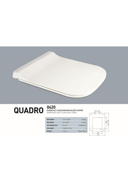 Duroplast Qaudro Yavaş Kapanan Klozet Kapak