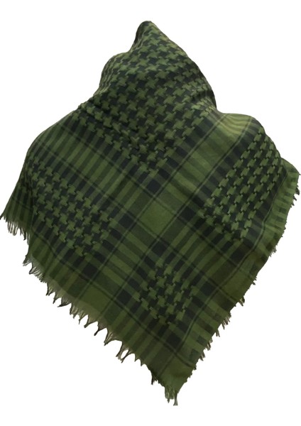 Pamuklu Puşi Poşu Kefiye Şal ve Atkı Haki FLR24144