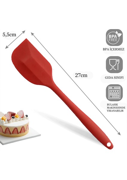 4lü Silikon Spatula Seti Yanmaz Yapışmaz Çizmez Fuşya-Kırmızı-Turuncu-Mor 27cm