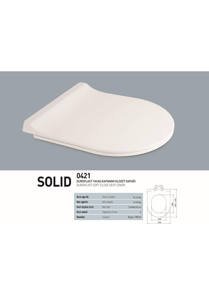 Duroplast Solıd Yavaş Kapanan Klozet Kapak