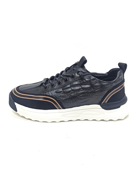 Siyah Erkek Deri Sneaker Spor Ayakkabı