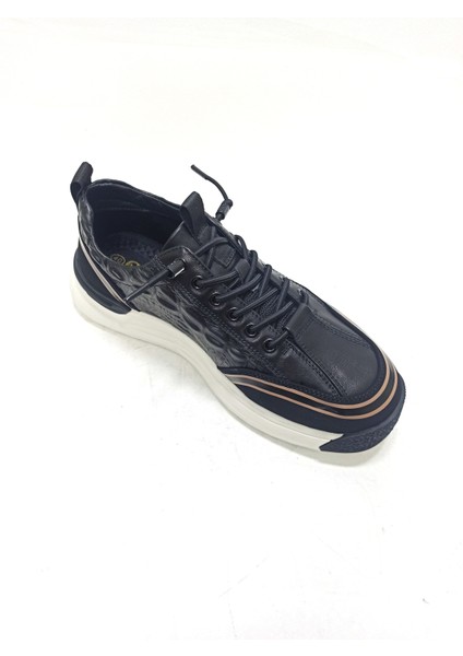 Siyah Erkek Deri Sneaker Spor Ayakkabı modelleri