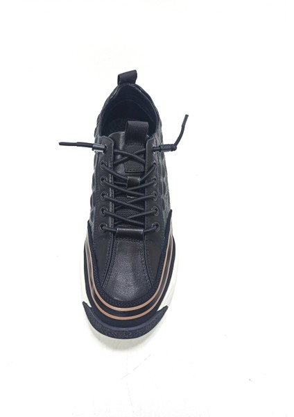 Siyah Erkek Deri Sneaker Spor Ayakkabı fırsatları