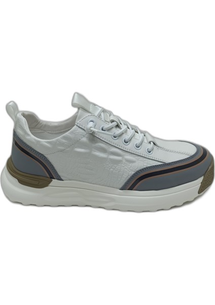 Beyaz Erkek Deri Sneaker Spor Ayakkabı