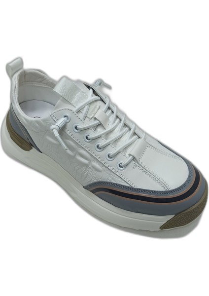 Beyaz Erkek Deri Sneaker Spor Ayakkabı
