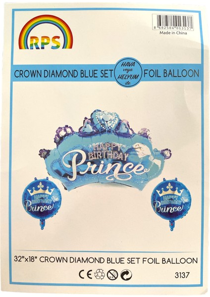 Rps Folyo Balon Taç Set Prens 32’’ - Mavi fiyatları