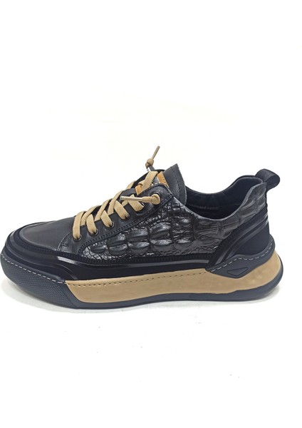 Siyah Erkek Deri Sneaker Spor Ayakkabı