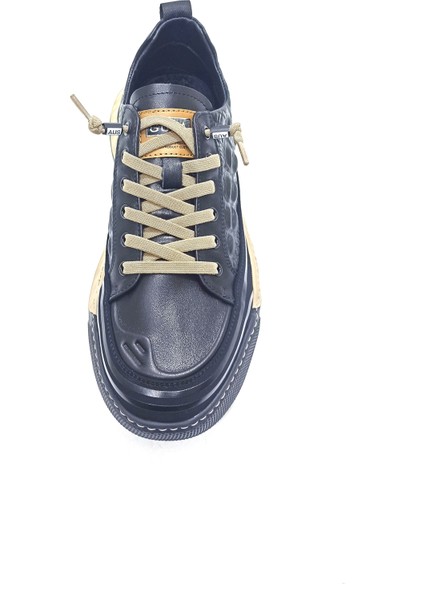 Siyah Erkek Deri Sneaker Spor Ayakkabı fırsatları