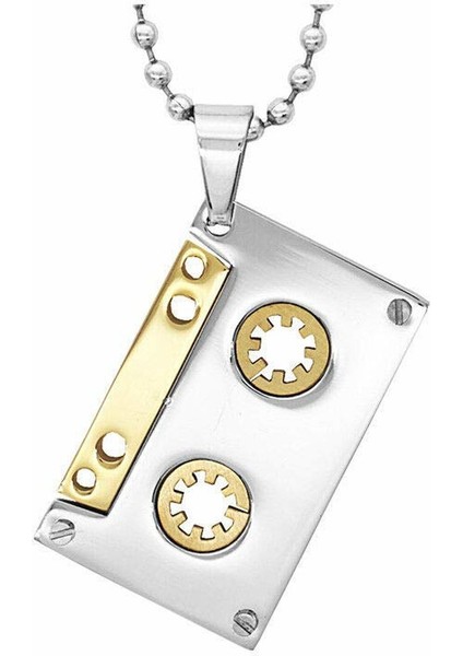 Kaset Kolye Gümüş Gold Paslanmaz Çelik 316L