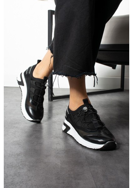 Loana Kadın Sneakers Sukubu Kumaş Spor Ayakkabı Siyah Deri fiyatları