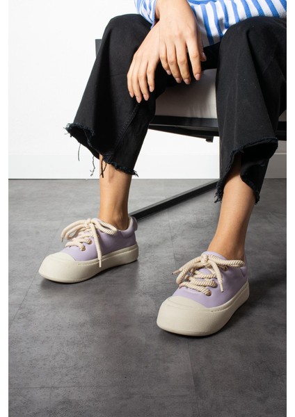 Alyona Kadın Sneakers Halat Bağcıklı Spor Ayakkabı Lila Deri fiyatları