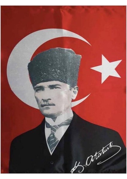 Türk Bayrağı 5 Adet Kalpaklı Atatürk Posterli Saten Türk Bayrağı K atatürk Imzalı Türk Bayrağı 70 x 100 modelleri