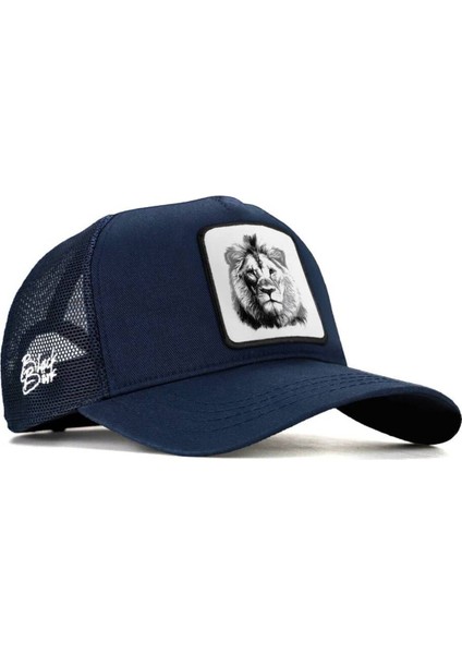 V1 Trucker Aslan - 4bs Kod Logolu Unisex Lacivert Şapka (Cap)