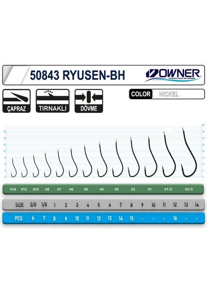 50843 Ryusen Bh Worm Tırnaklı Iğne #2/0 (6 Adet) Beyaz