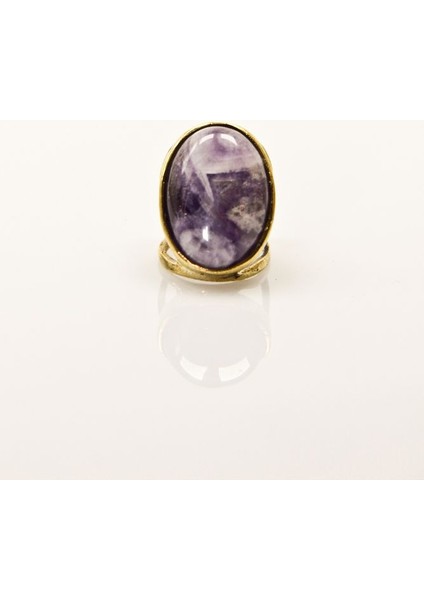 Oval Ametist Doğal Taş Ayarlanabilir Kadın Doğal Taş Yüzük EUY13AT fırsatları