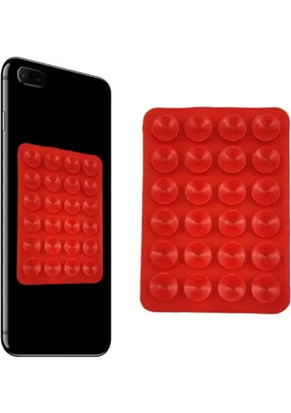 Vantuzlu Silikon Telefon Tutucu Kırmızı