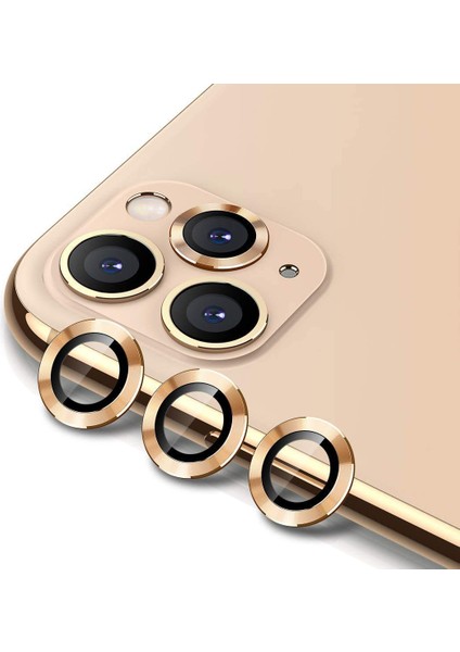 iPhone 11 Pro Kamera Koruyucu Lens Alüminyum Alışımlı Cam (gold)