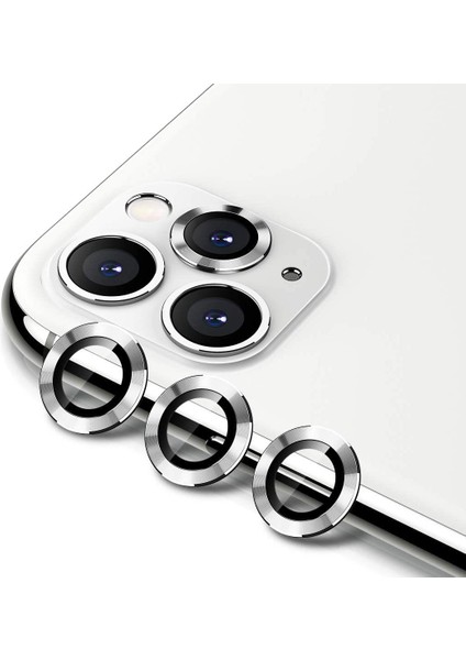 iPhone 11 Pro Kamera Koruyucu Lens Alüminyum Alışımlı Cam (gümüş)