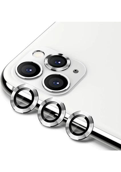 iPhone 11 Pro Kamera Koruyucu Lens Alüminyum Alışımlı Cam (gümüş)