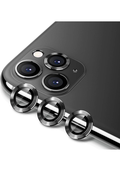 iPhone 11 Pro Kamera Koruyucu Lens Alüminyum Alışımlı Cam (siyah)