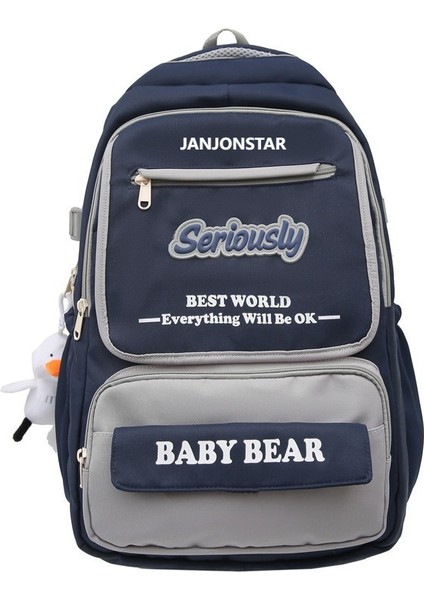 2024 Yeni Rahat Kontrast Renk Kadın Ortaokul Öğrenci Sırt Çantası Büyük Kapasiteli Trendy Öğrenci Okul Çantası (Yurt Dışından)