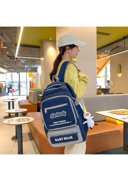 2024 Yeni Rahat Kontrast Renk Kadın Ortaokul Öğrenci Sırt Çantası Büyük Kapasiteli Trendy Öğrenci Okul Çantası (Yurt Dışından) fiyatları