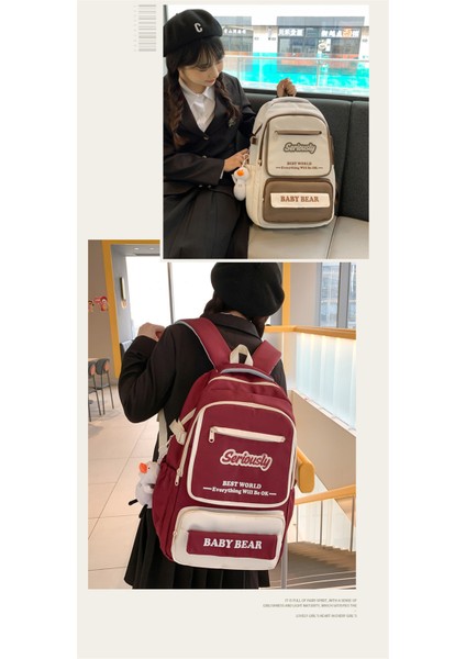 2024 Yeni Rahat Kontrast Renk Kadın Ortaokul Öğrenci Sırt Çantası Büyük Kapasiteli Trendy Öğrenci Okul Çantası (Yurt Dışından) modelleri