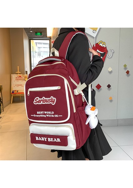 2024 Yeni Rahat Kontrast Renk Kadın Ortaokul Öğrenci Sırt Çantası Büyük Kapasiteli Trendy Öğrenci Okul Çantası (Yurt Dışından) indirimleri