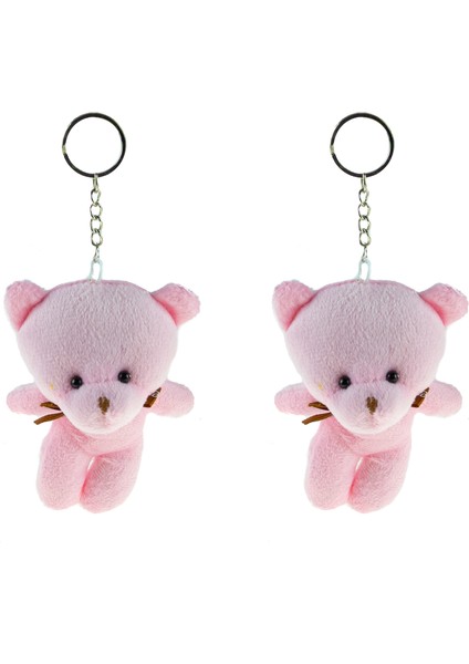 Anahtarlık Pelüş Ayıcık Anahtarlık Ikili Set Pembe 12 cm