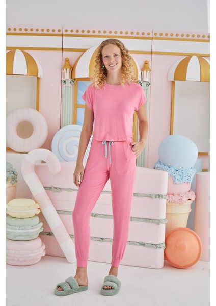 Kadın Kısa Kol Pembe Pijama Takım C7T1N851