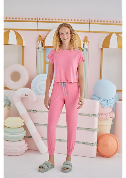 Kadın Kısa Kol Pembe Pijama Takım C7T1N851