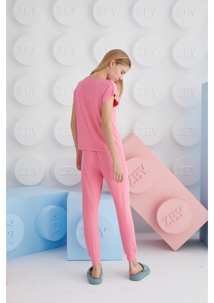 Kız Garson Kısa Kol Pembe Pijama Takım C1T8N68