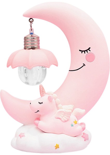 Cartoon Moon LED Gece Lambası: Bebek Odası Süsü (Pembe) (Yurt Dışından)