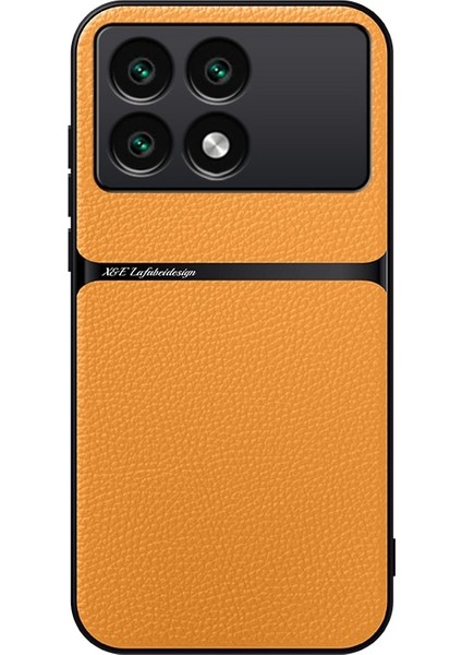 Poco X6 Pro Liçi Dokusu Manyetik Çekim Cep Telefonu Kılıfı (Yurt Dışından)