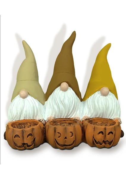 Dekoratif Üçlü Gnome Cüce Mumluk Biblo