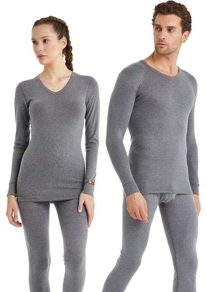 V Yaka Gri Unisex Uzun Kol Thermal İçlik C7T5N2O1 fiyatları