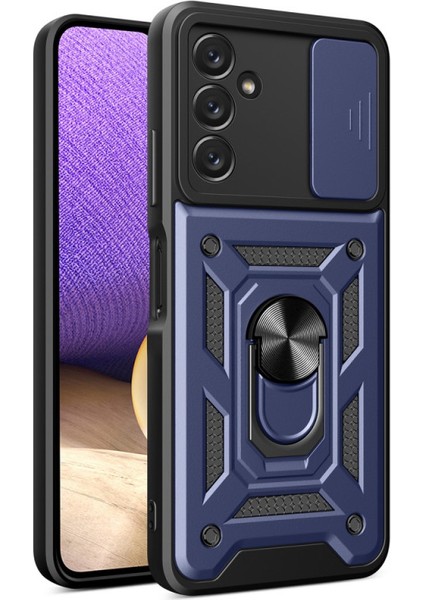 Samsung Galaxy A15 Uyumlu Kılıf Pars Lens Sürgülü Yüzüklü Standlı Korumalı Kılıf