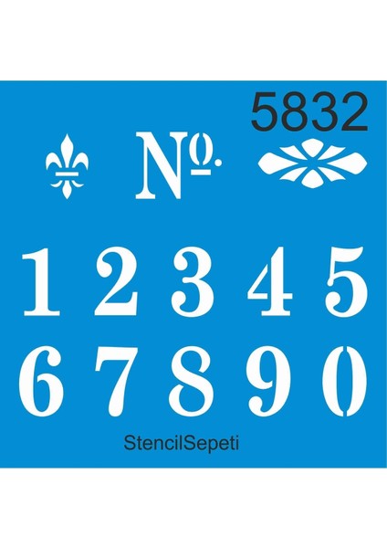 Rakamlar - Stencil Boyama Şablonu 20X20CM