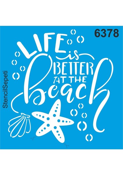 Hayat Kumsalda Güzel - Stencil Boyama Şablonu 20X20CM