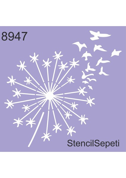 Kuşlar ve Çiçekler - Stencil Boyama Şablonu 20X20CM